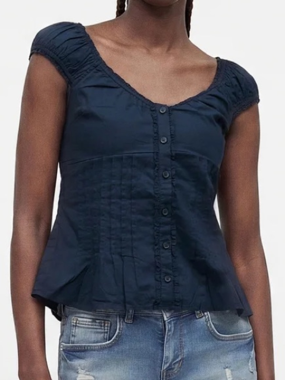 Hollister V Neck Slim Pintuck Top